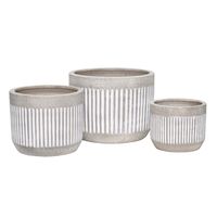 Set de 3 maceteros cerámica diseños gris y blanco