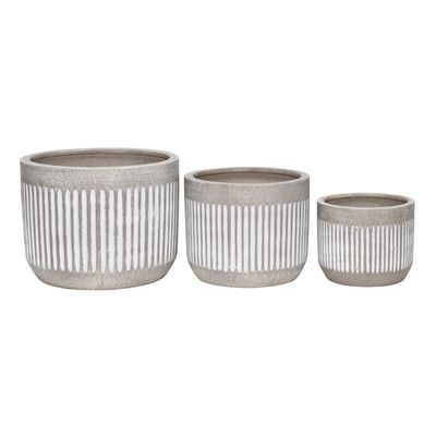 Imagen 2 del producto Set de 3 maceteros cerámica diseños gris y blanco