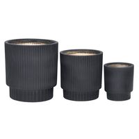 Set de 3 maceteros cerámica color negro