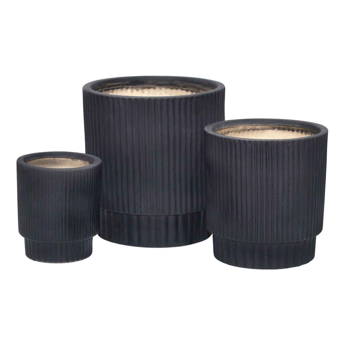 JUST HOME COLLECTION - Set de 3 maceteros cerámica color negro