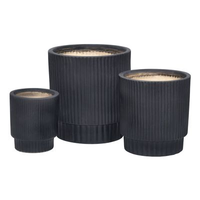 Imagen 2 del producto Set de 3 maceteros cerámica color negro