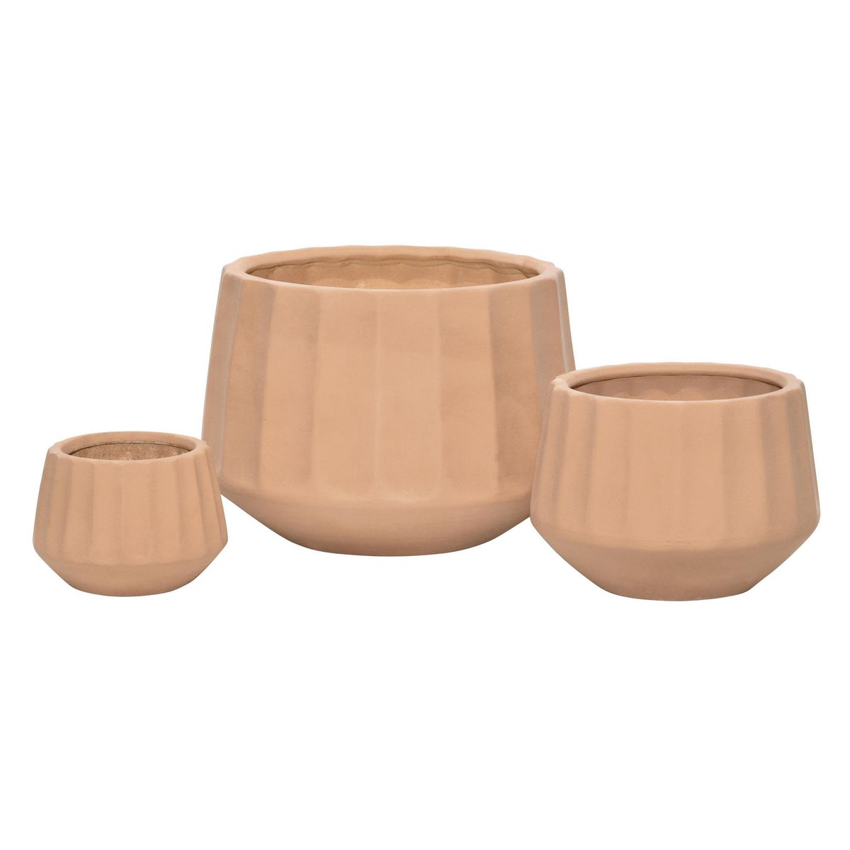 JUST HOME COLLECTION - Set de 3 maceteros cerámica color terracota