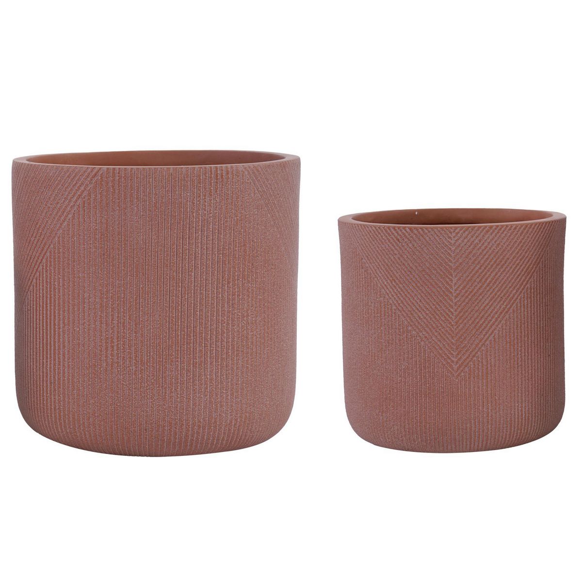 JUST HOME COLLECTION - Set 2 tamaños de maceteros color terracota