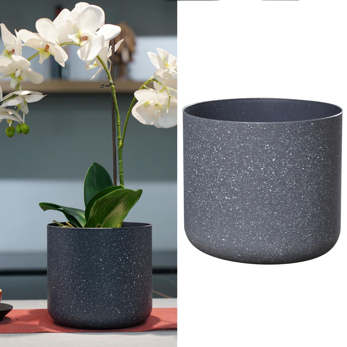 JUST HOME COLLECTION - Macetero Denver de Plástico 22x20 cm Plomo