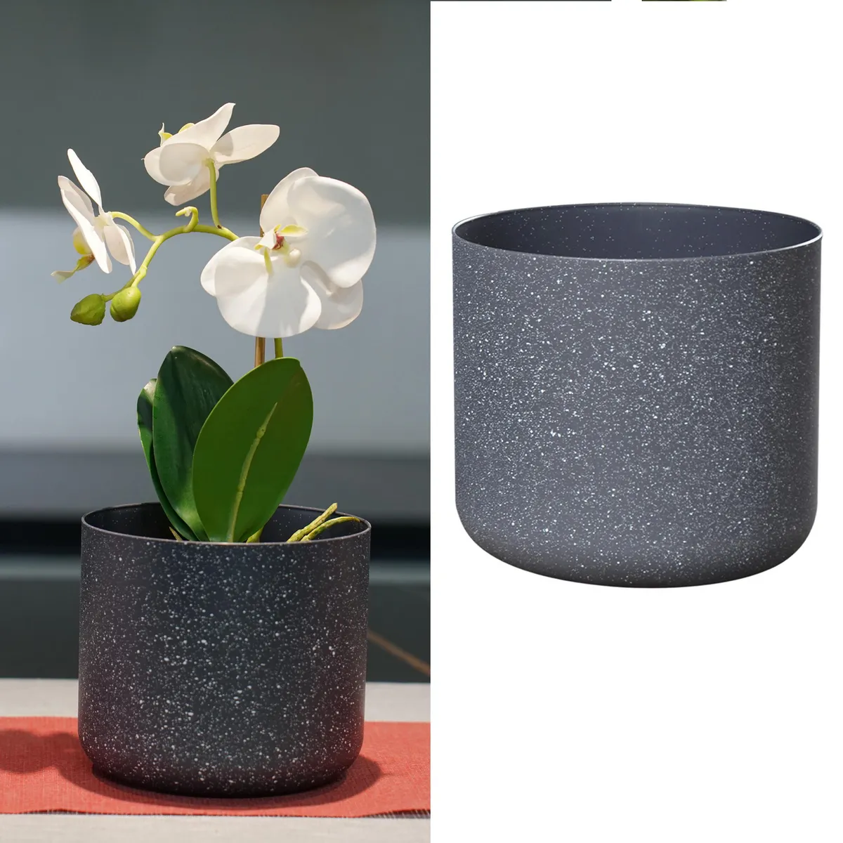 JUST HOME COLLECTION - Macetero Denver de Plástico 14x12.5 cm Plomo