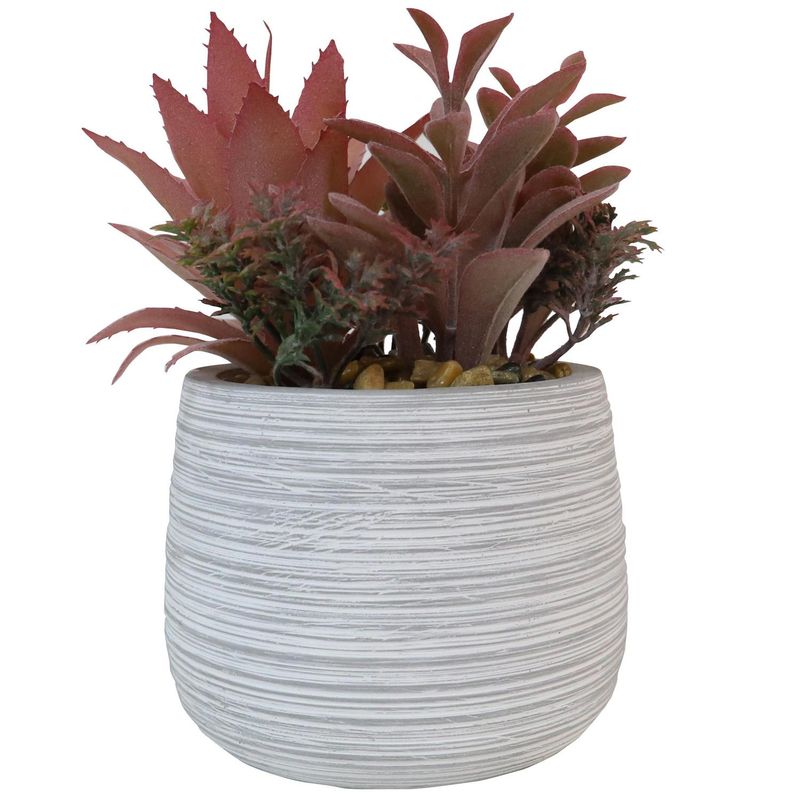 JUST HOME COLLECTION - Planta artificial suculenta roja con macetero 21 cm