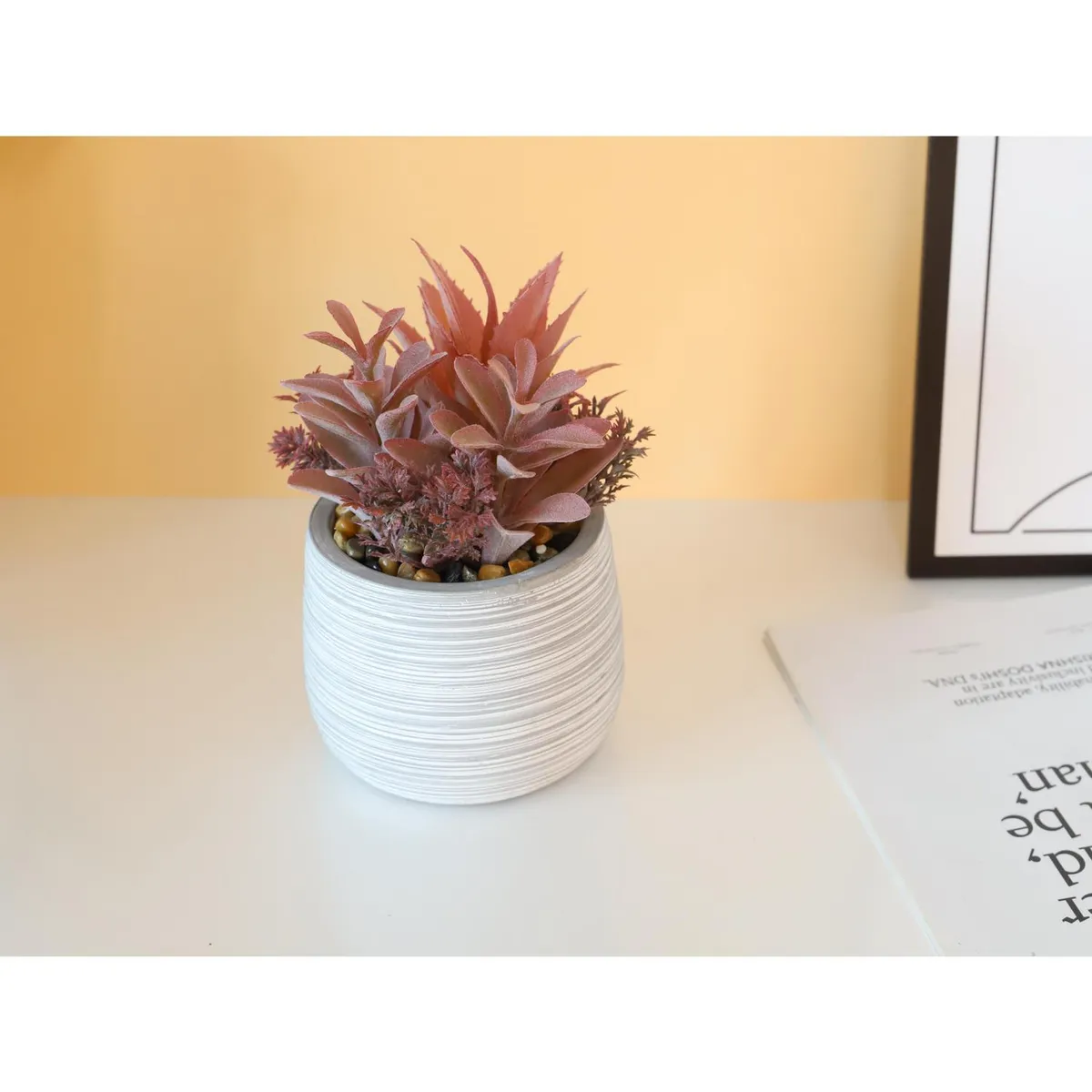 JUST HOME COLLECTION - Planta Artificial Suculenta 19 cm Gris/Rojo