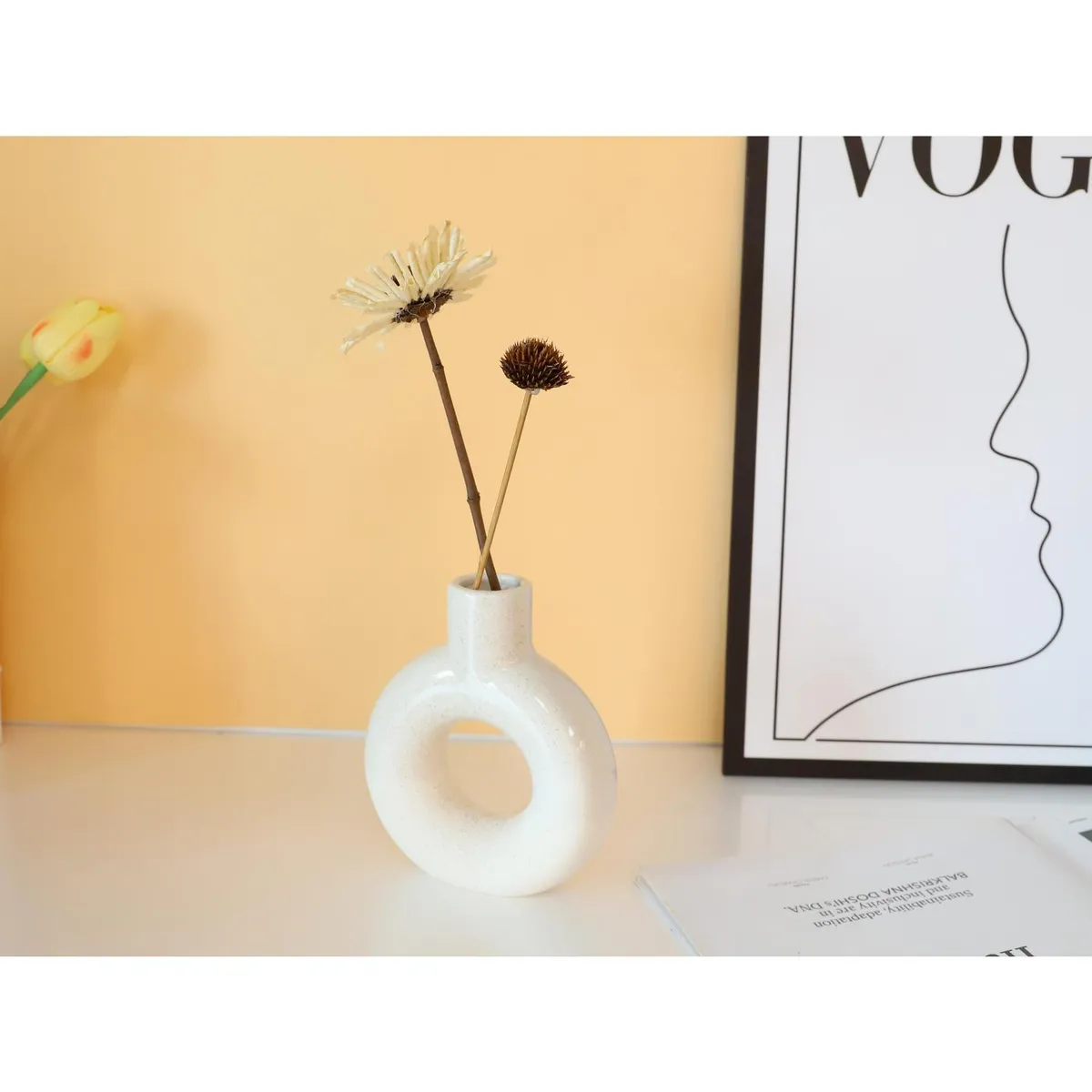 JUST HOME COLLECTION - Florero cerámica blanco 15 cm