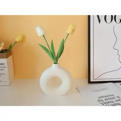 JUST HOME COLLECTION - Florero cerámica circular blanco 15 cm
