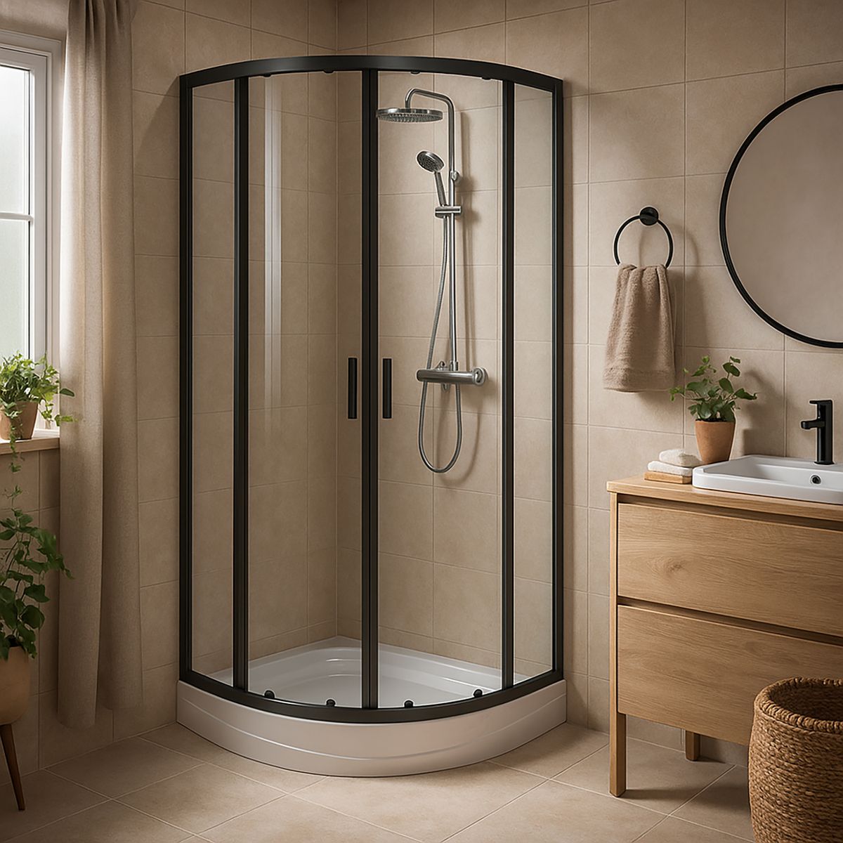 SENSI DACQUA - Mampara con receptáculo negra