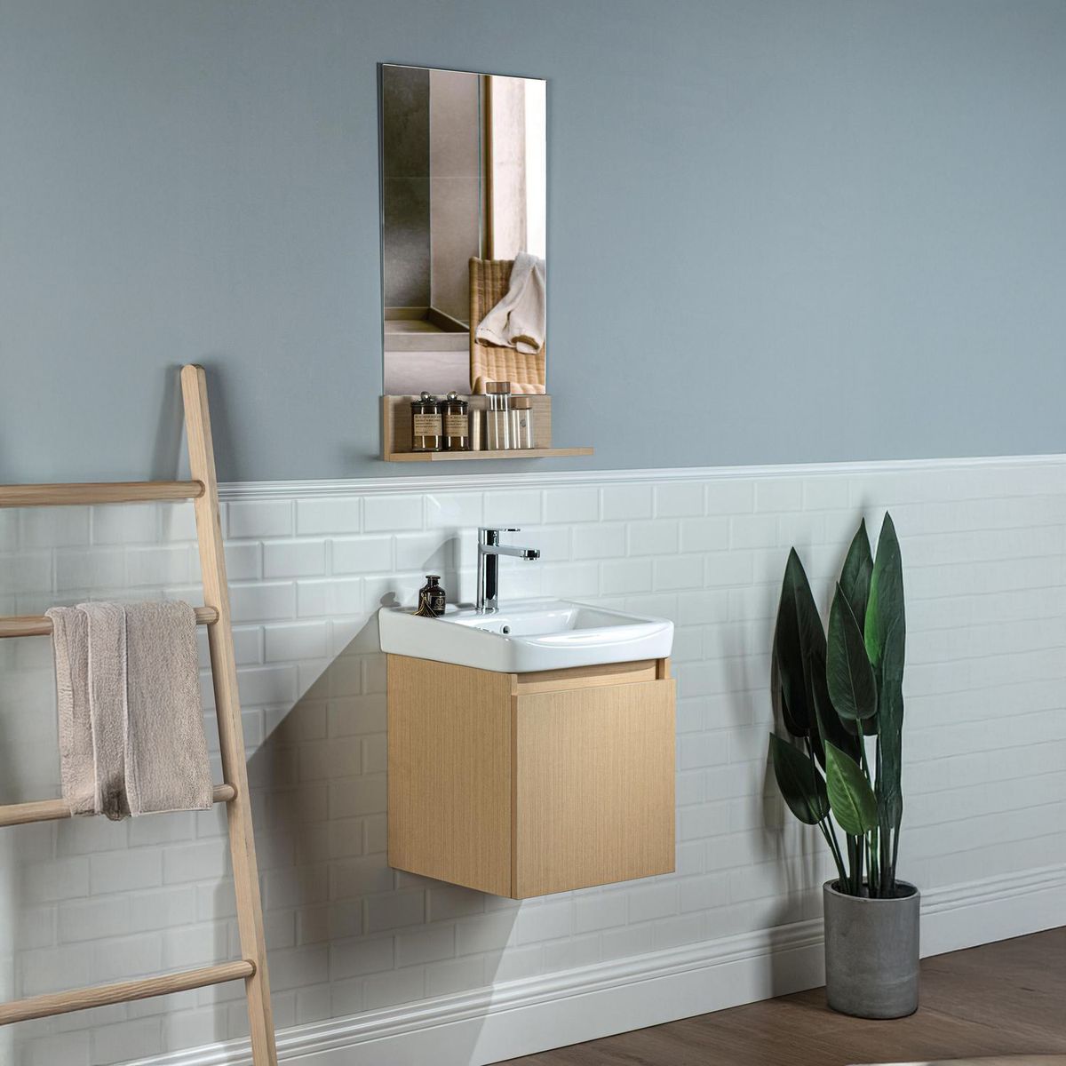 SENSI DACQUA - Combo mueble lavamano con espejo río