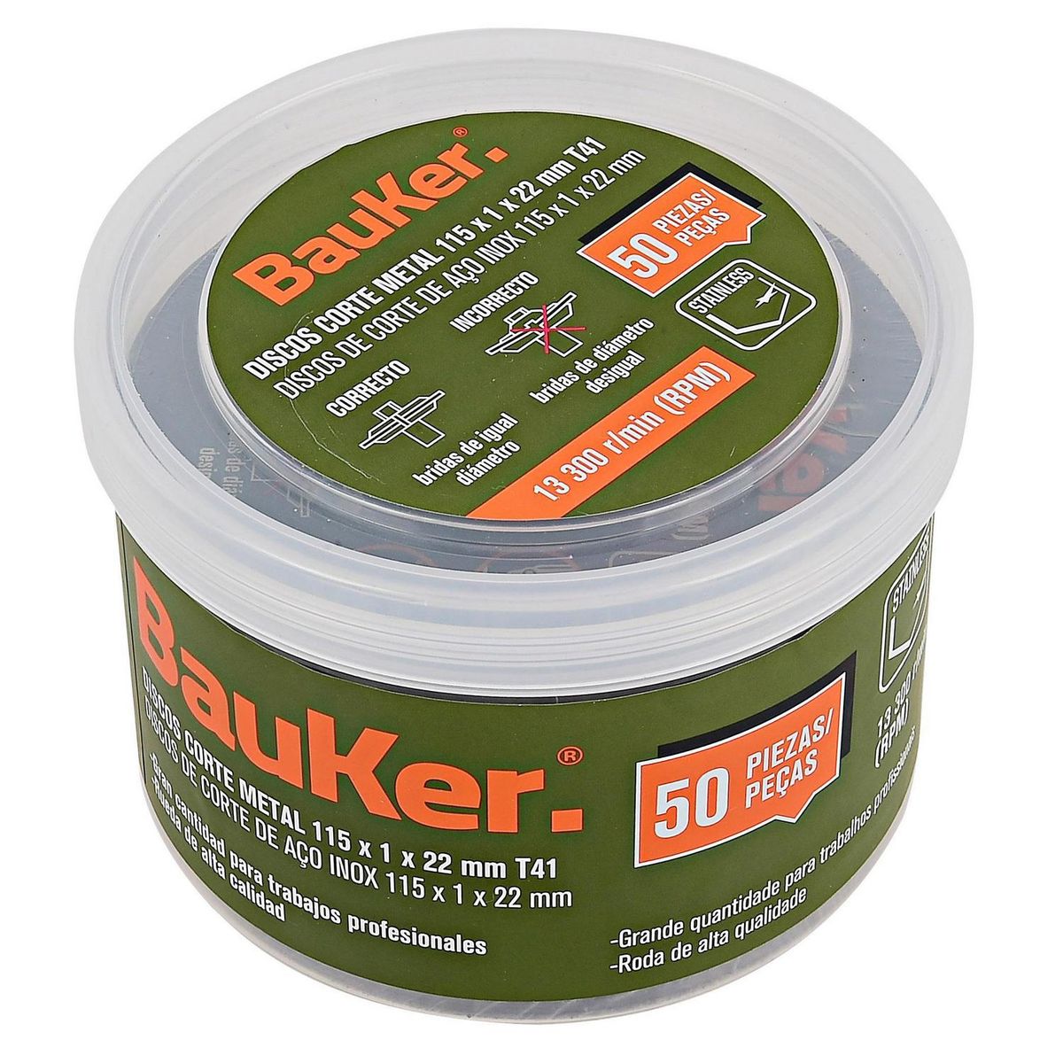 BAUKER - Discos de corte 4,5" 50 unidades