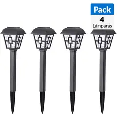 JUST HOME COLLECTION - Pack 4 Estacas Solares Amorphus 0,06 IP44 Luz Fría