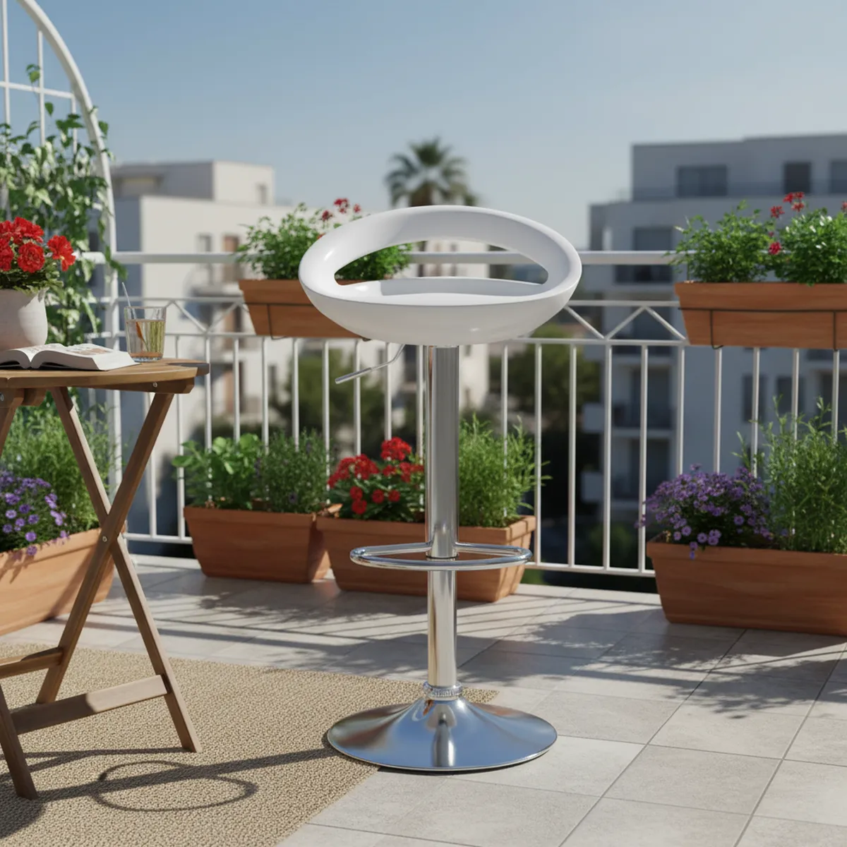 JUST HOME COLLECTION - Silla Bar Luna Blanco 98x46x40 cm