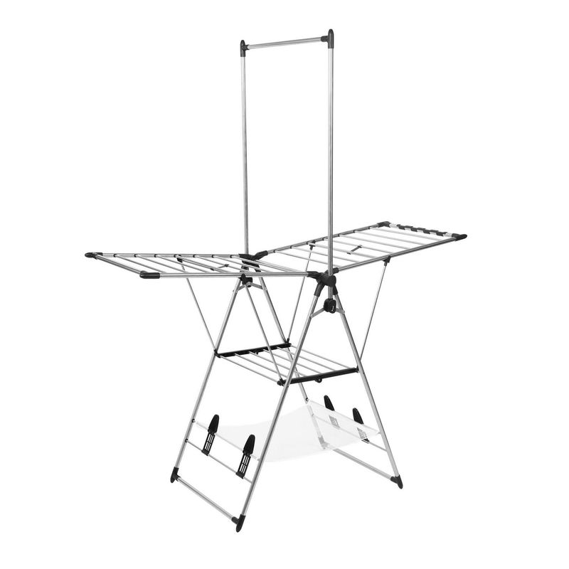 KLEINE WOLKE - Tendedero de Ropa Plegable Acero 156x68x192 cm Gris