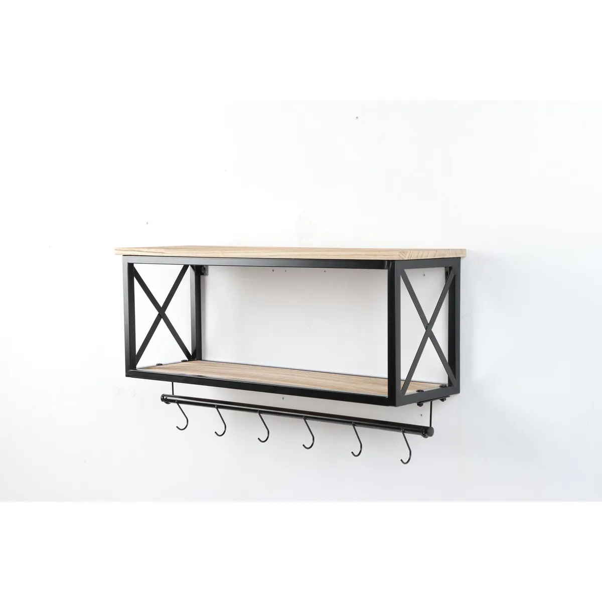 JUST HOME COLLECTION - Repisa Madera 2 Nivel(es) 62x32.5x20 cm Natural/Negro