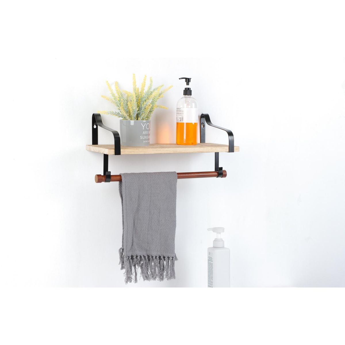 JUST HOME COLLECTION - Repisa Madera 1 Nivel(es) 44x20x19 cm Natural/Negro/Café