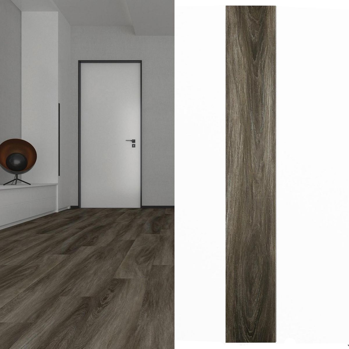 HOLZTEK - SPC Piso Vinílico 5 mm 22.8x152.4 cm CENTENNIAL Café Oscuro 1.74 m2