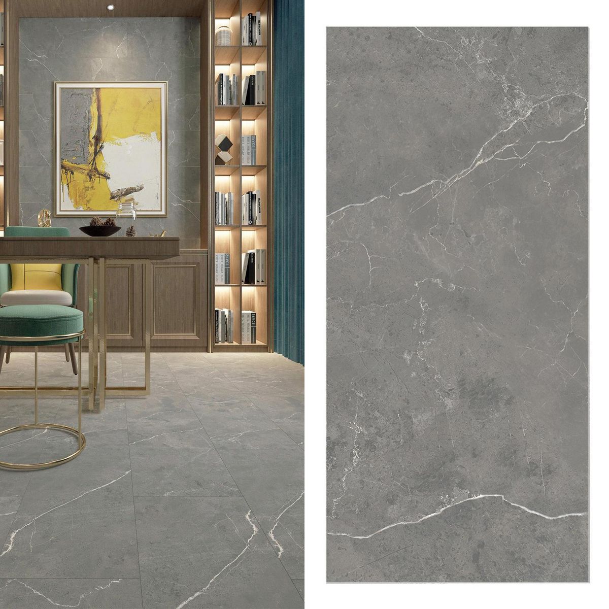 HOLZTEK - SPC Piso Vinílico 4 mm 30.5x61 cm DELLA Gris 2.42 m2