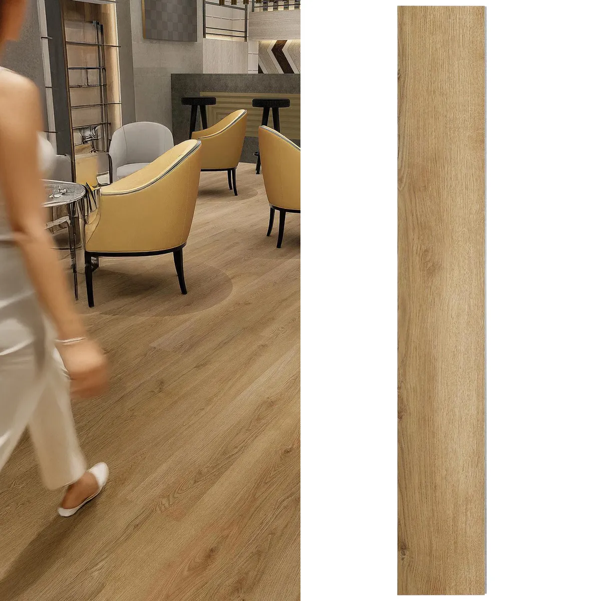 HOLZTEK - SPC Piso Vinílico 3.2 mm 18.2x122 cm NATURAL PINE Café Claro 3.11 m2