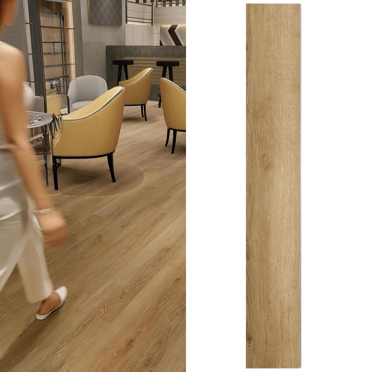 HOLZTEK - SPC Piso Vinílico 3.2 mm 18.2x122 cm NATURAL PINE Café Claro 3.11 m2