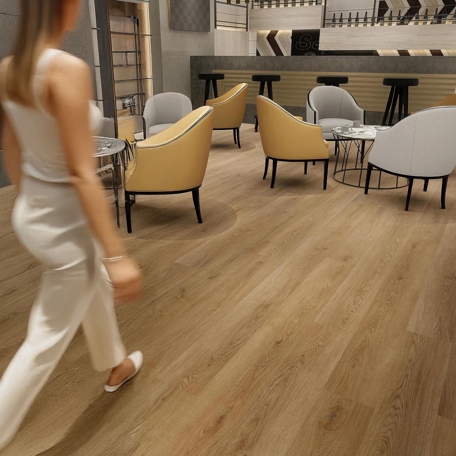 HOLZTEK SPC Piso Vinílico 3.2 mm 18.2x122 cm NATURAL PINE Café