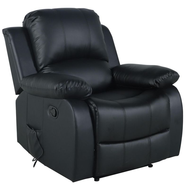 JUST HOME COLLECTION - Sillón Reclinable Masajeador Calentador 1 cuerpo Atlanta 91x101x94 cm Negro
