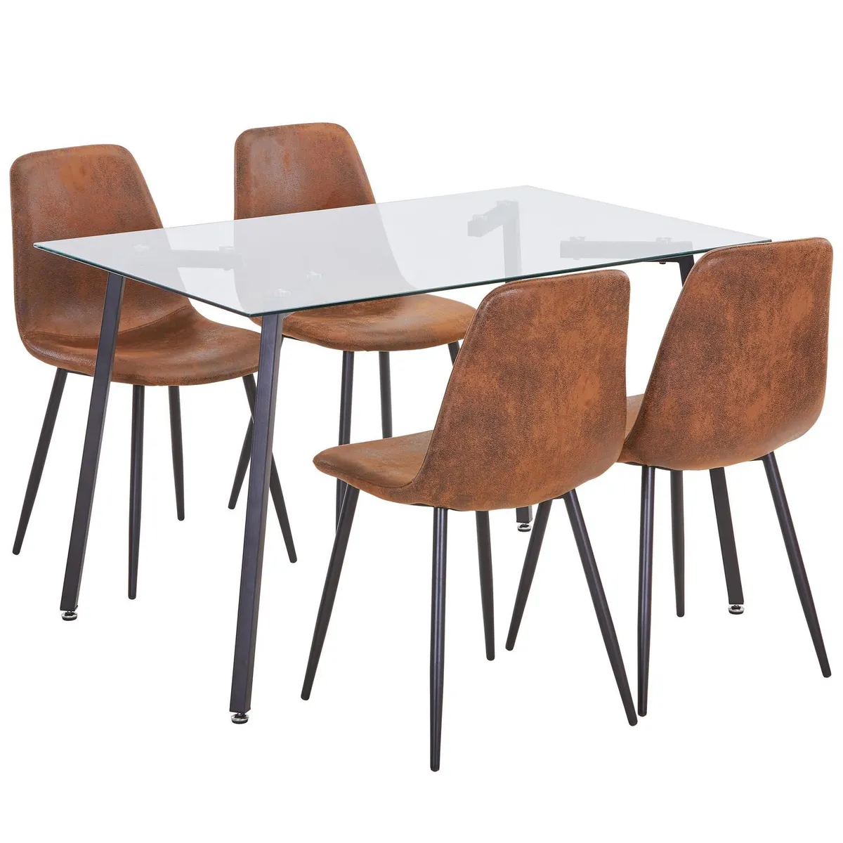 JUST HOME COLLECTION - Juego de Comedor Nashvilla 4 Sillas Mesa Rectangular 60x75x140 cm Negro