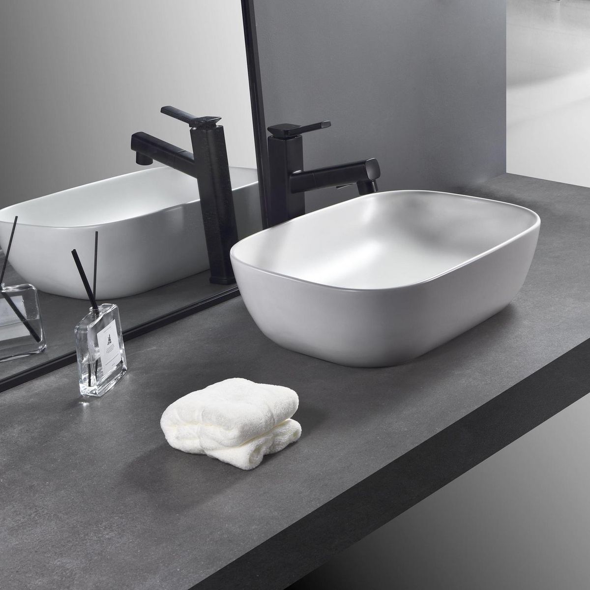 SENSI DACQUA - Lavamanos con Forma Rectangular Porcelana 46.5x13.5x32 cm