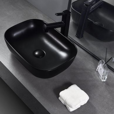 Lavamanos con Forma Rectangular Porcelana 46.5x13.5x32 cm Negro Mate