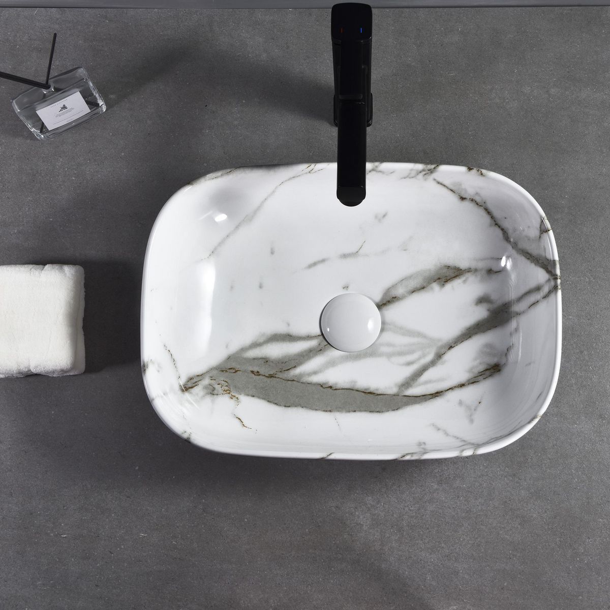 SENSI DACQUA - Lavamanos con Forma Rectangular Porcelana 46.5x13.5x32 cm