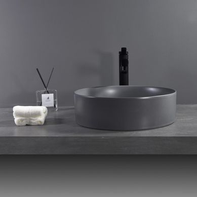 Lavamanos cermica circular gris mate