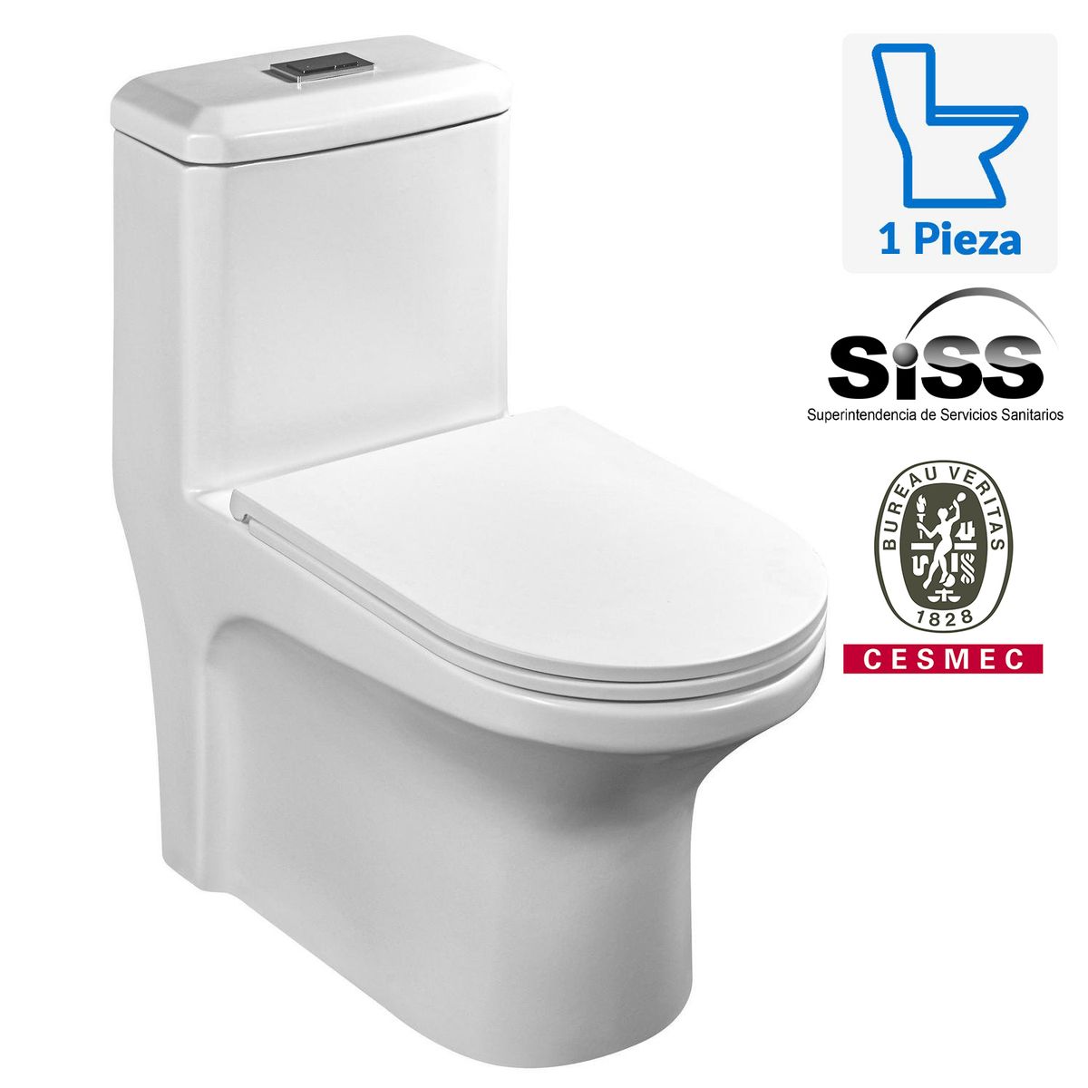 SENSI DACQUA - Sanitario One piece a Piso 30,5 cm 7 Litros ROMA Blanco Mate