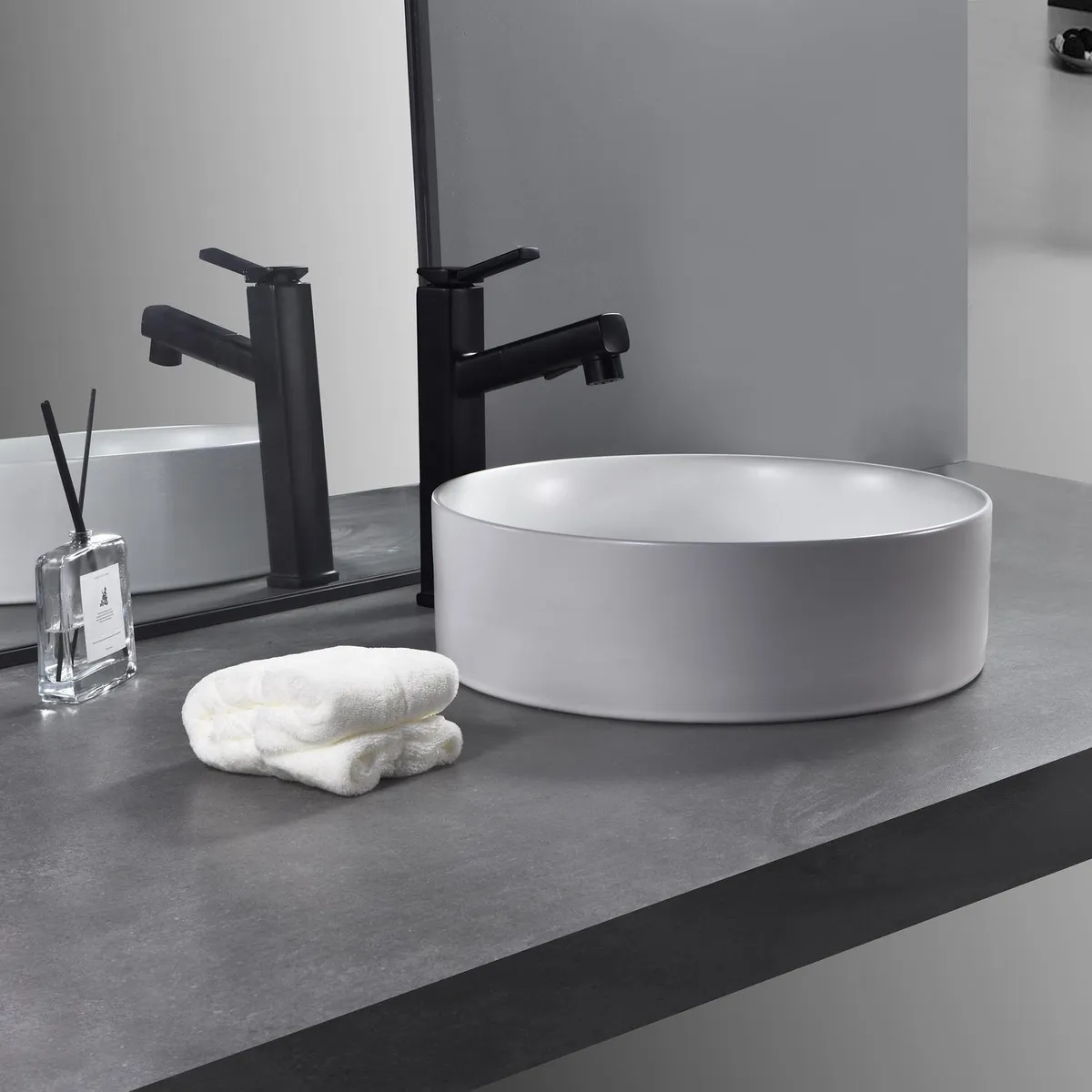 SENSI DACQUA - Lavamanos Forma Redonda Porcelana 40x12x40 cm