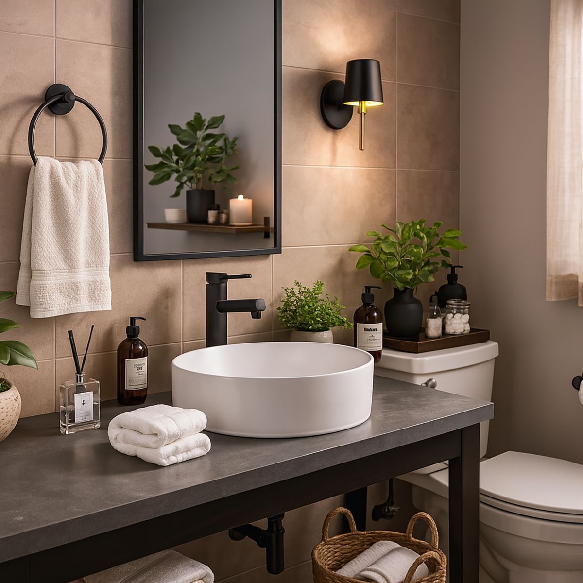 SENSI DACQUA - Lavamanos Forma Redonda Porcelana 40x12x40 cm