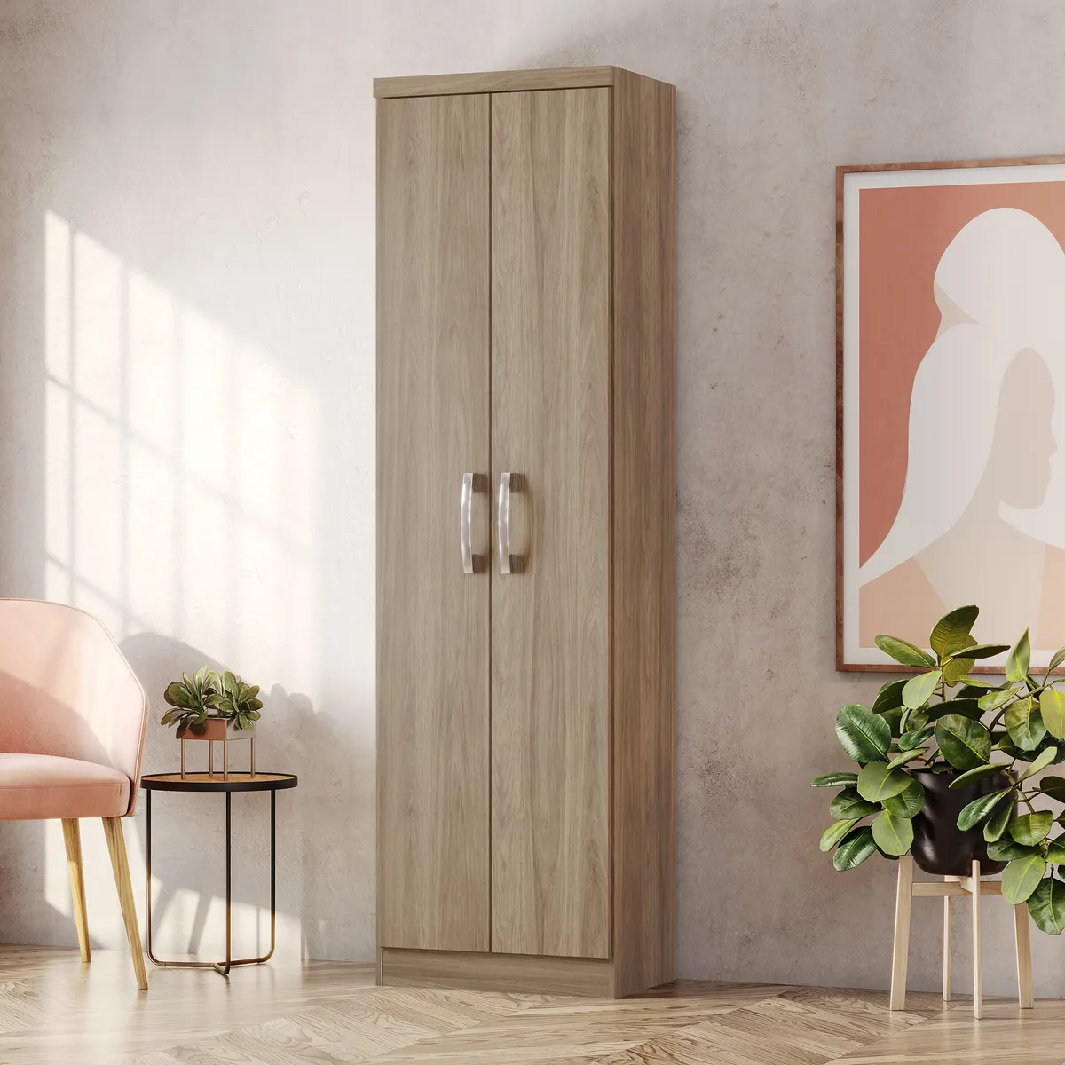 CASA BONITA - Closet Multifuncional 2 Puerta(s) 4 Repisa(s) 52x183x36 cm Rústico