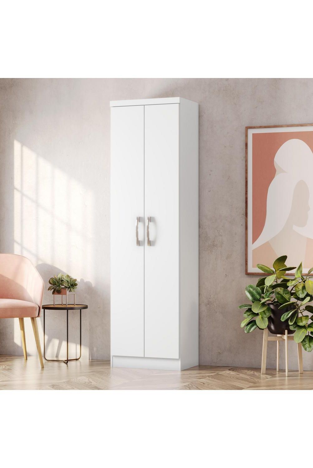 CASA BONITA - Clóset Mulfuncional 2 Puerta(s) 4 Repisa(s) 52x183x36 cm Blanco