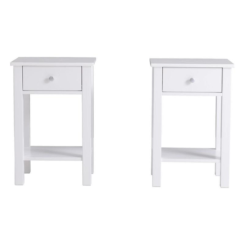 JUST HOME COLLECTION - Set mesa de noche 1 Cajón 40x60x30 cm Blanco