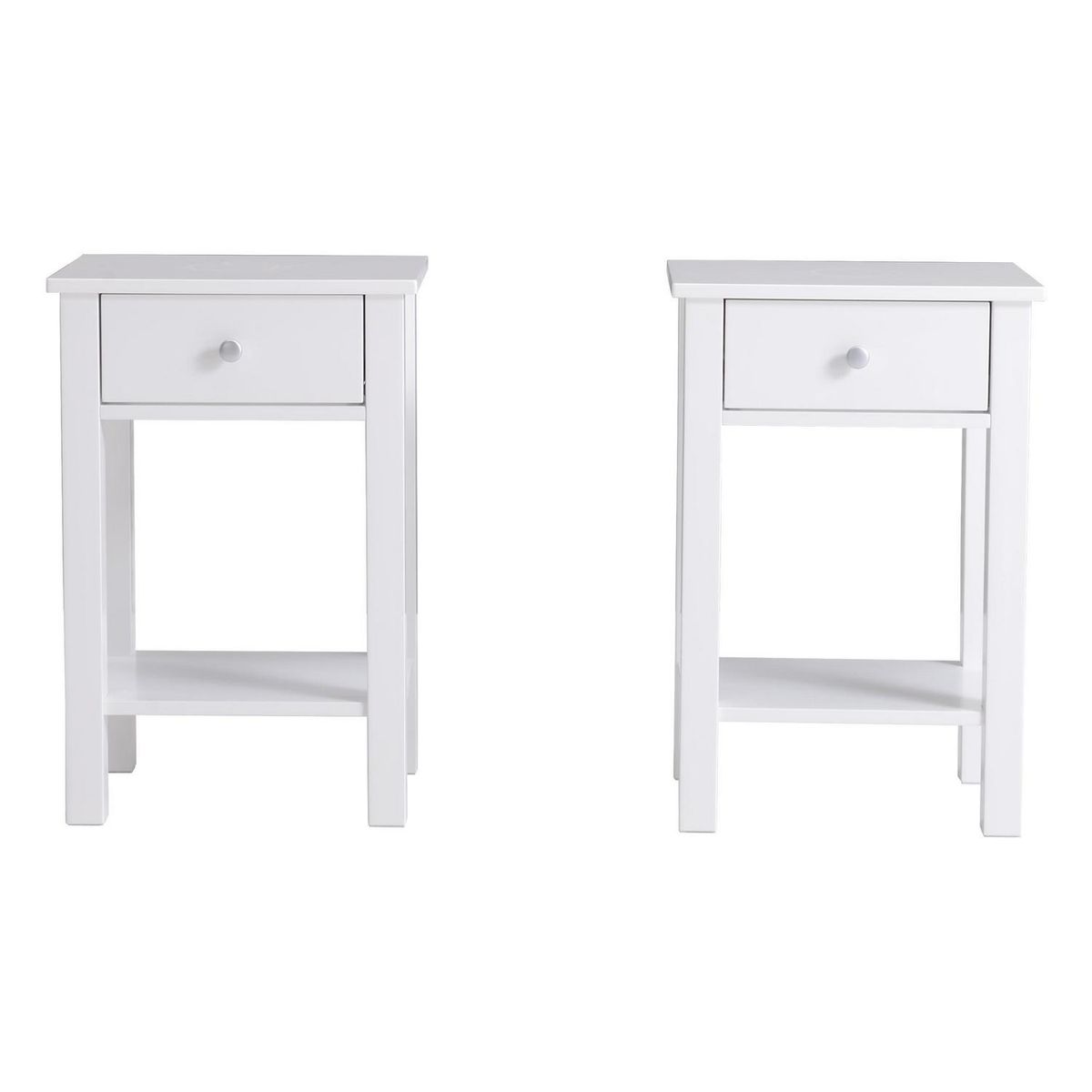 JUST HOME COLLECTION - Set 2 Veladores 1 Cajón 40x60x30 cm Blanco