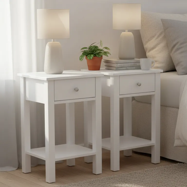 Set 2 Veladores 1 Cajón 40x60x30 cm Blanco