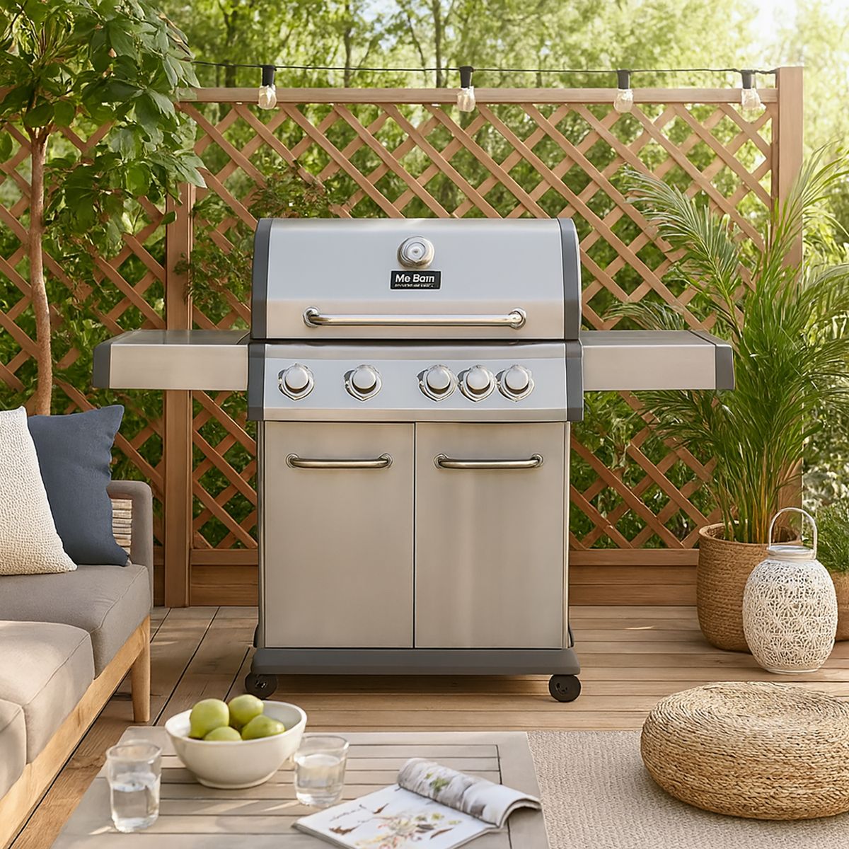MR BEEF - Parrilla a Gas Expert 4 Quemadores 1 Quemador Lateral