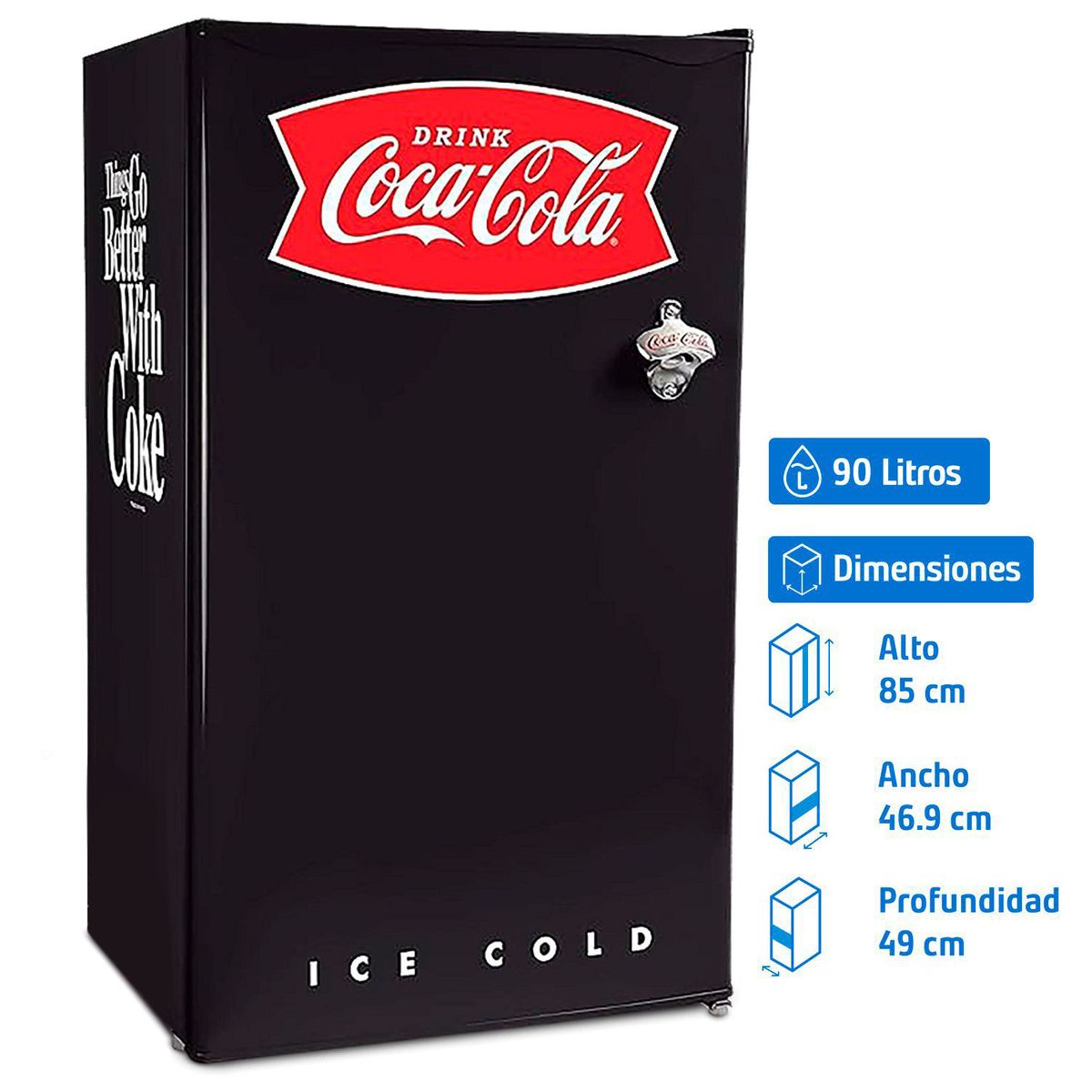 NOSTALGIA - Frigobar 90 Litros Negro Coca Cola