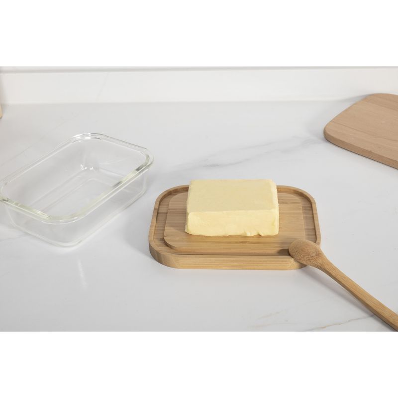 JUST HOME COLLECTION - Mantequillero 640 ml bambú vidrio