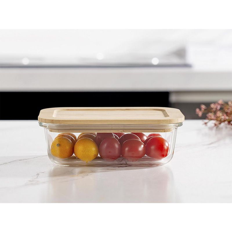 JUST HOME COLLECTION - Contenedor con Tapa Bambu Vidrio 640 ml