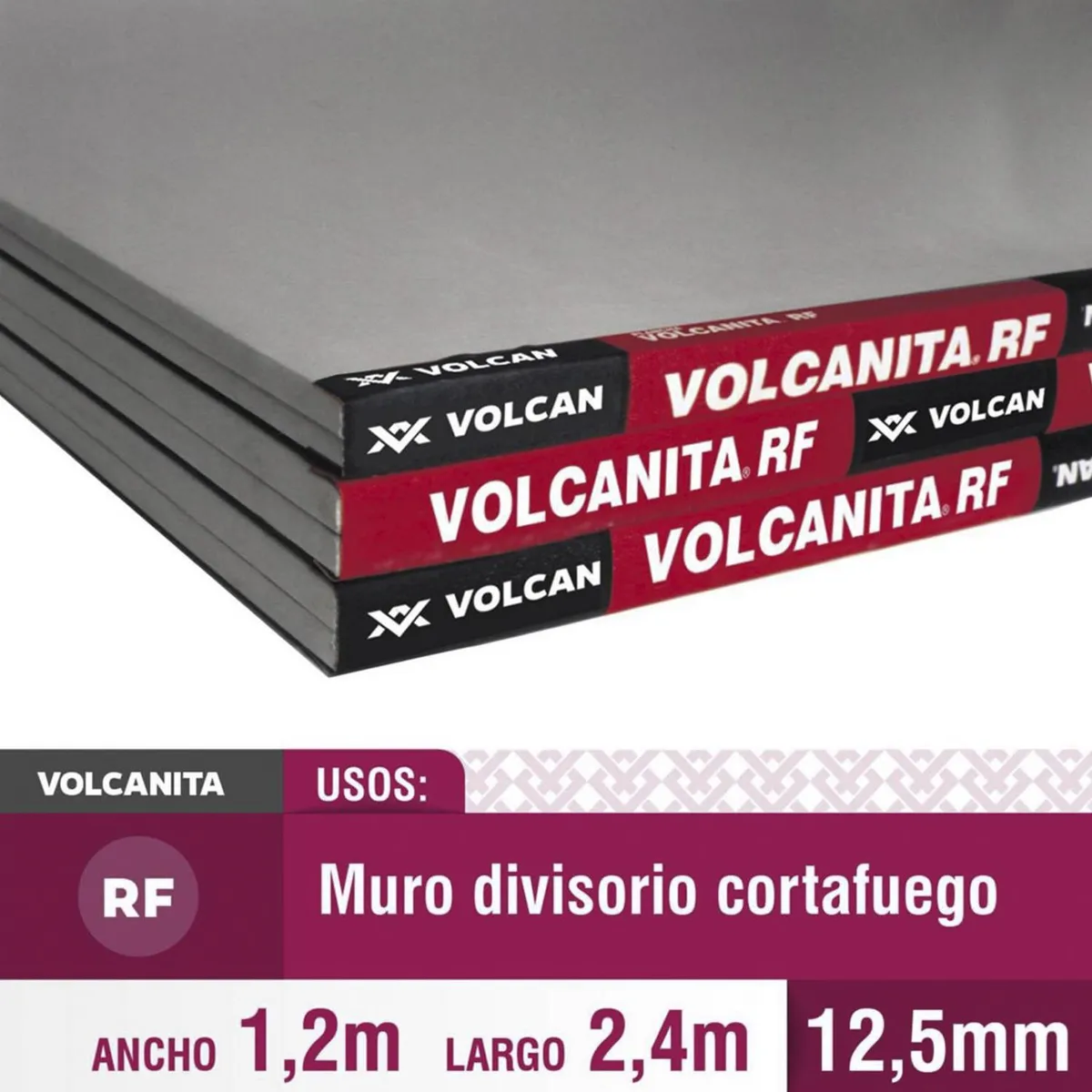 VOLCANITA - Yeso Cartón Borde Rebajado 12.5 mm 120x240 cm 