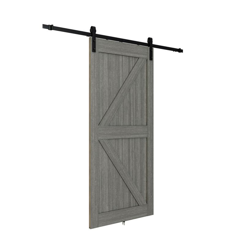 HOLZTEK - Puerta Corredera MDF/PVC color café estilo granero 91x213x3.5