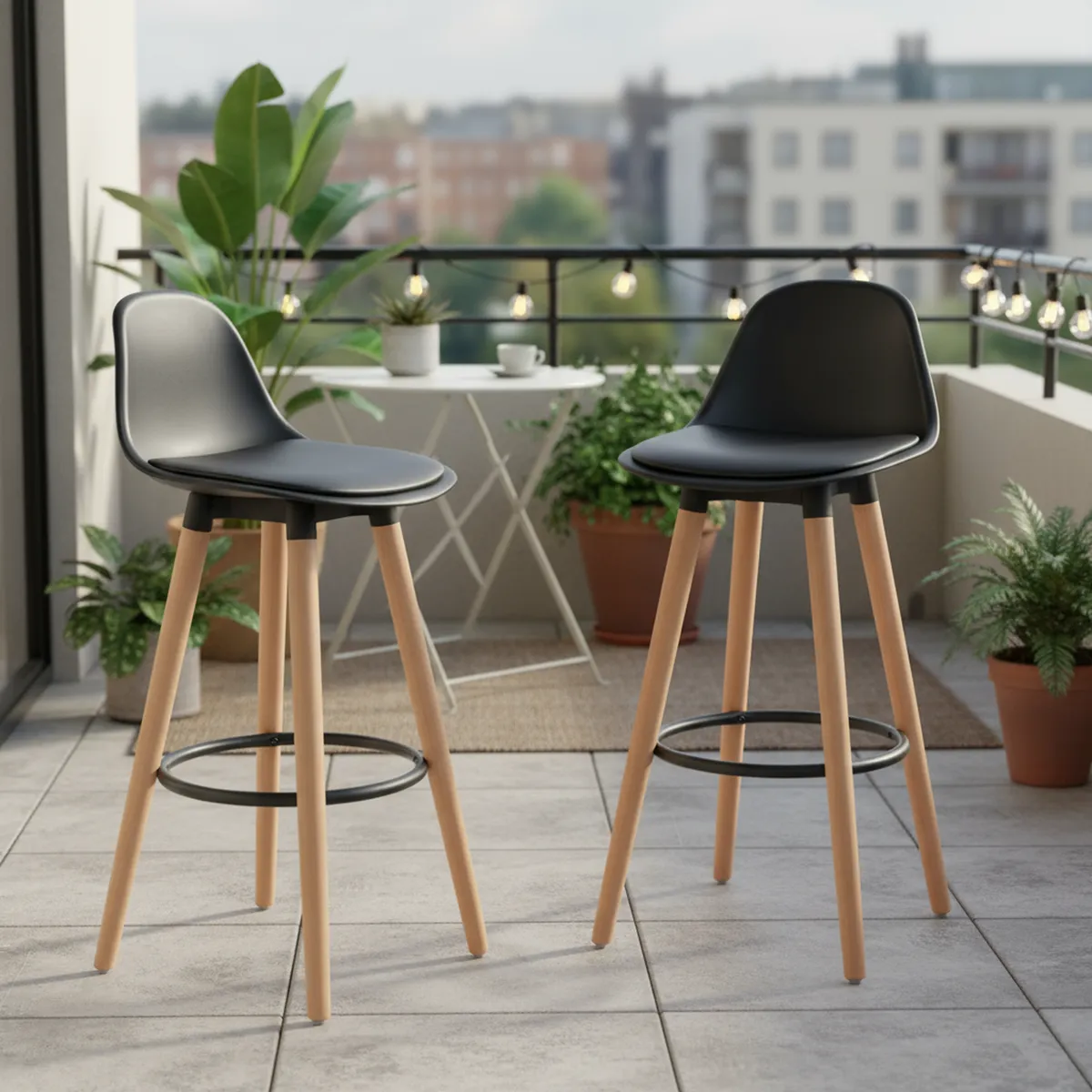 JUST HOME COLLECTION - Set 2 Sillas Bar Presley Negro 92x39.5x42.5 cm