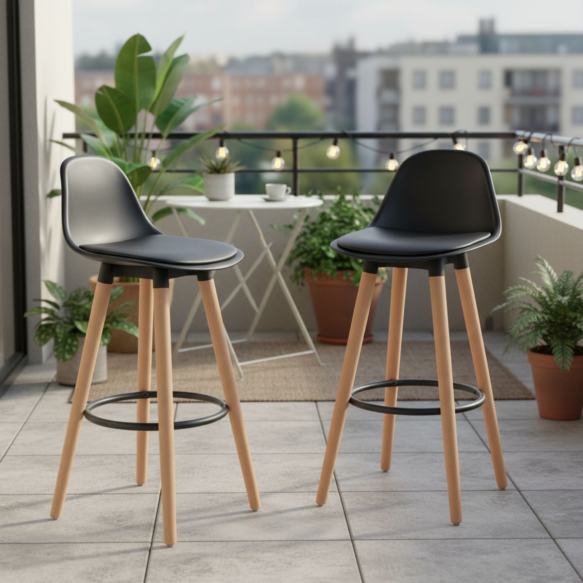 JUST HOME COLLECTION - Set 2 Sillas Bar Presley Negro 92x39.5x42.5 cm