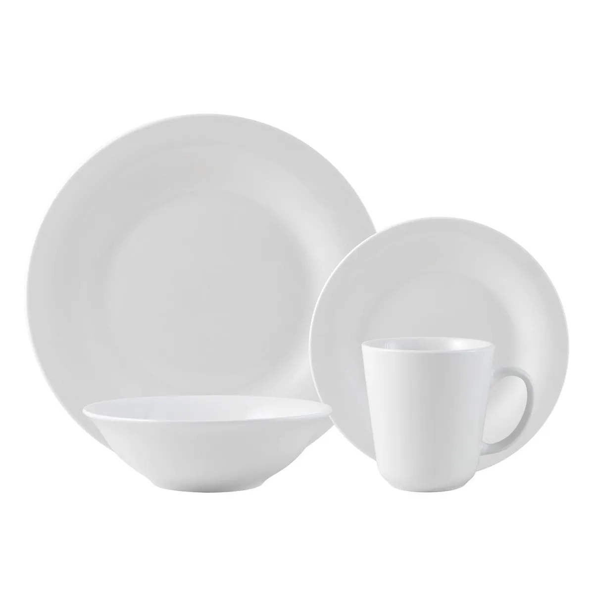 CASA BONITA - Juego de Loza 16 Piezas Porcelana Redondo Blanco