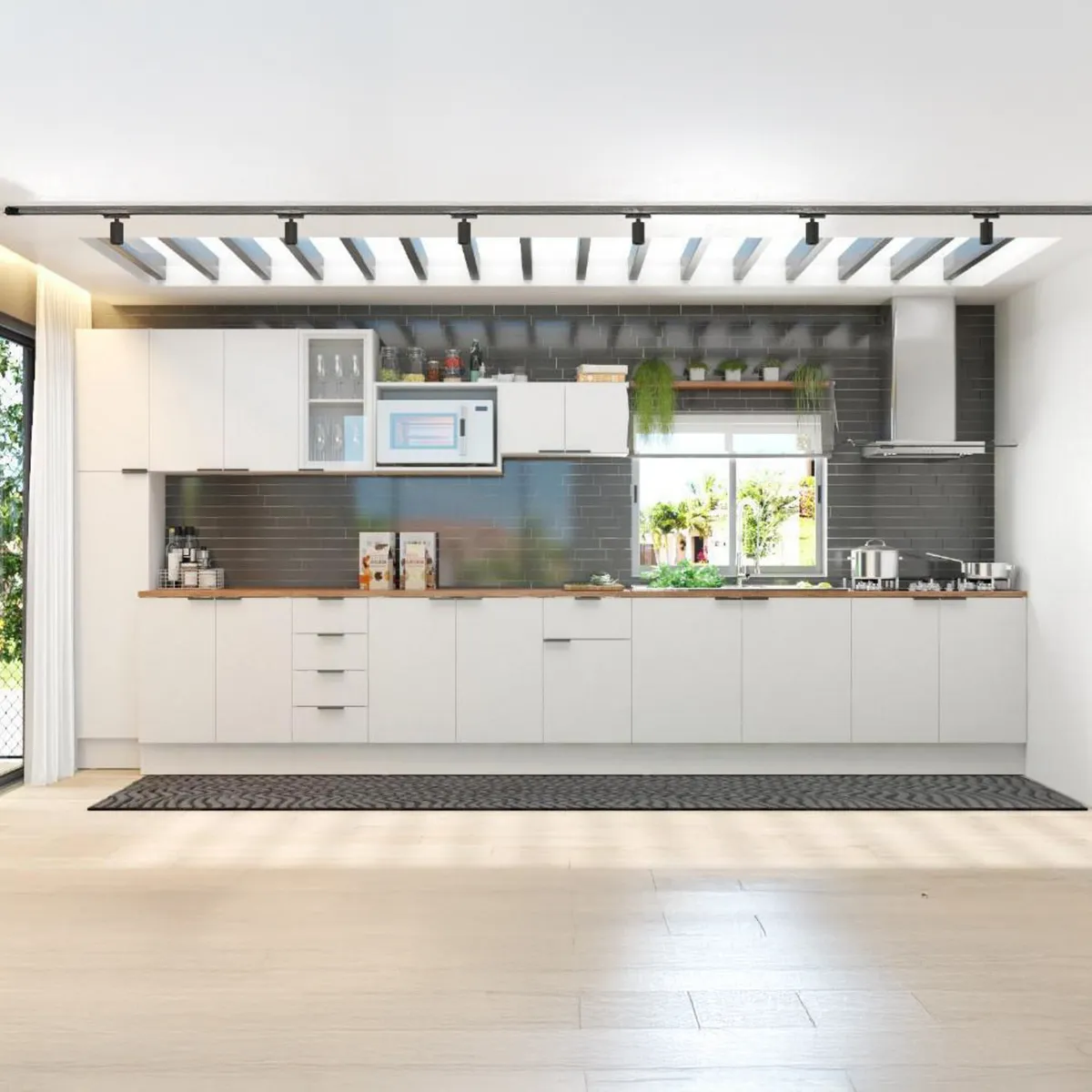 JUST HOME COLLECTION - Mueble de cocina base 70 cm blanco dos puertas con cubierta